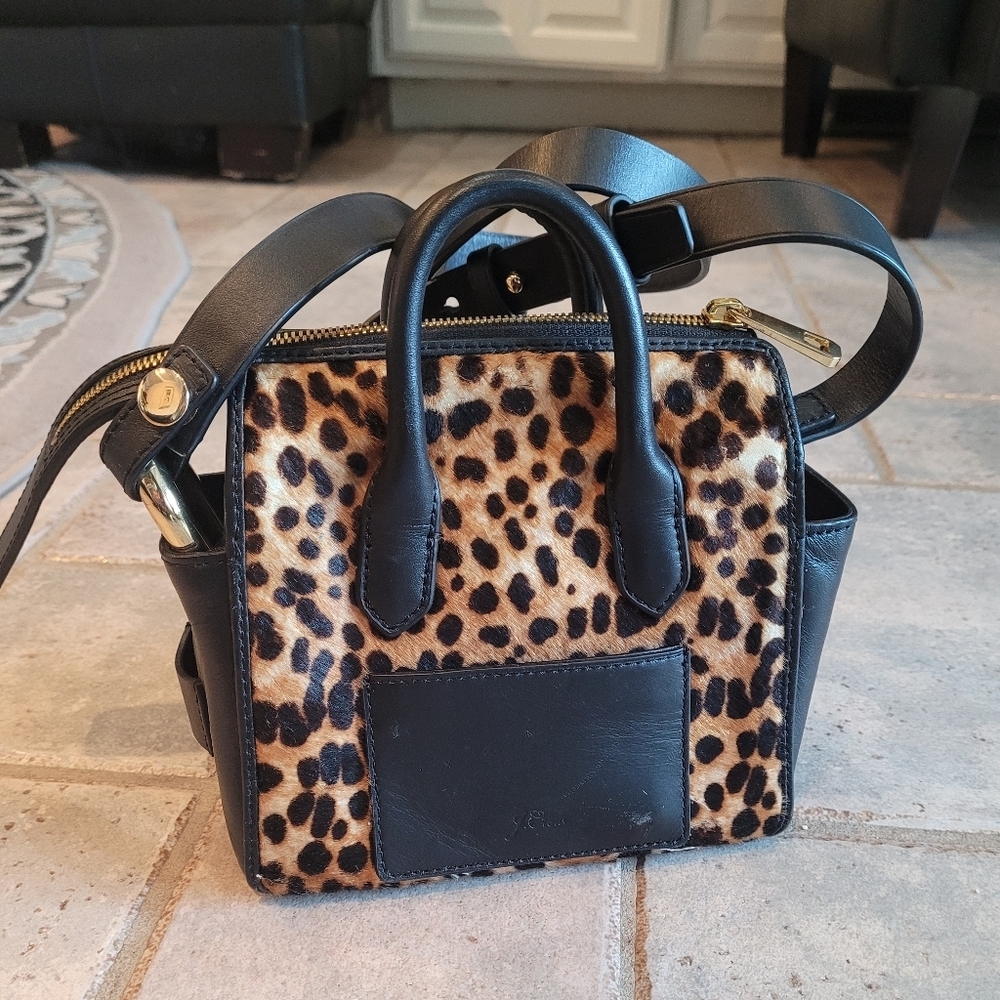 Crew Harper Mini Satchel Crossbody Leopard Calf Hair - Picture 12 of 15
